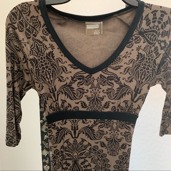 Athleta V-Neck Dress 3/4 Sleeve S - Picture 2 of 7